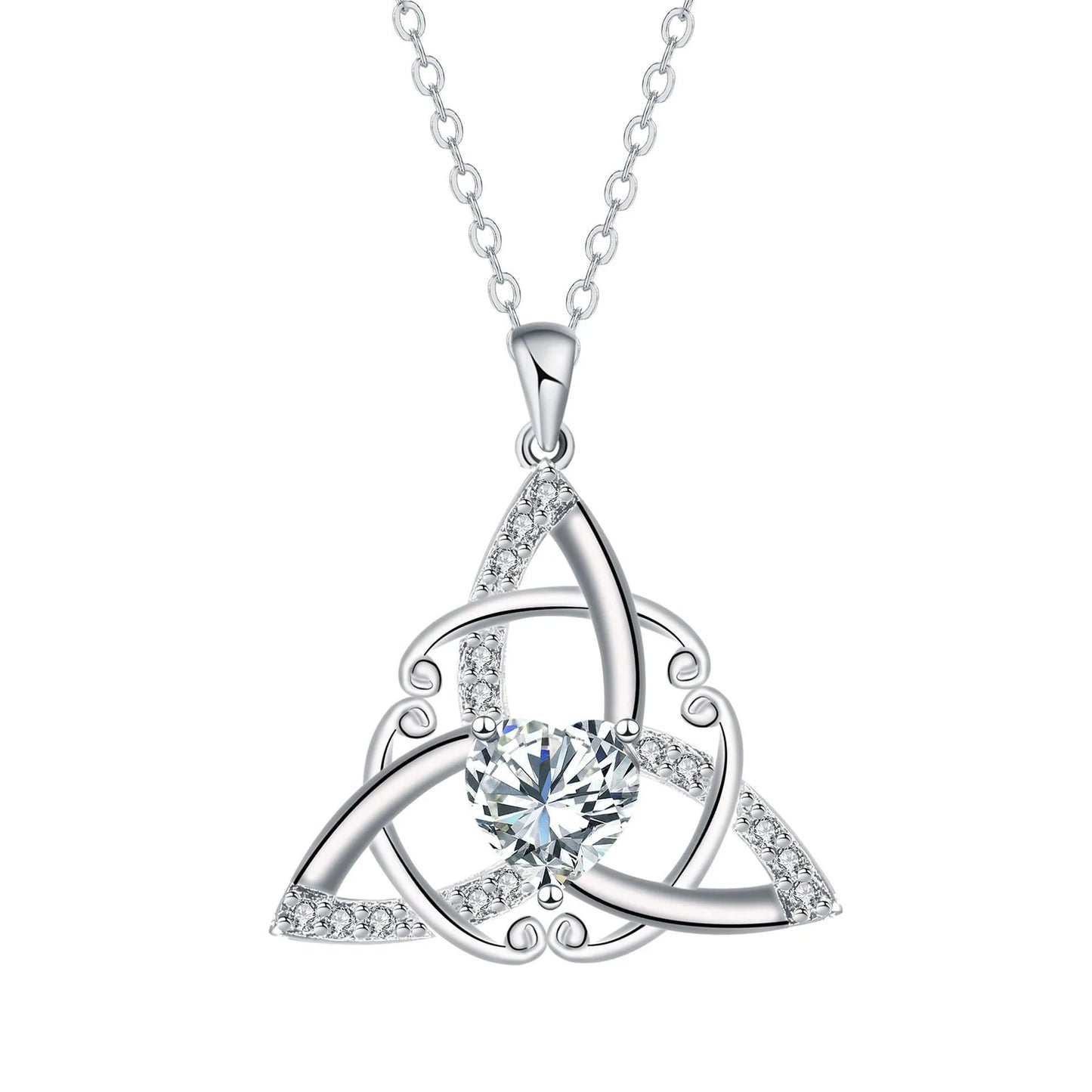 Celtic knot necklace for women in copper with electroplated colour geometric pendant