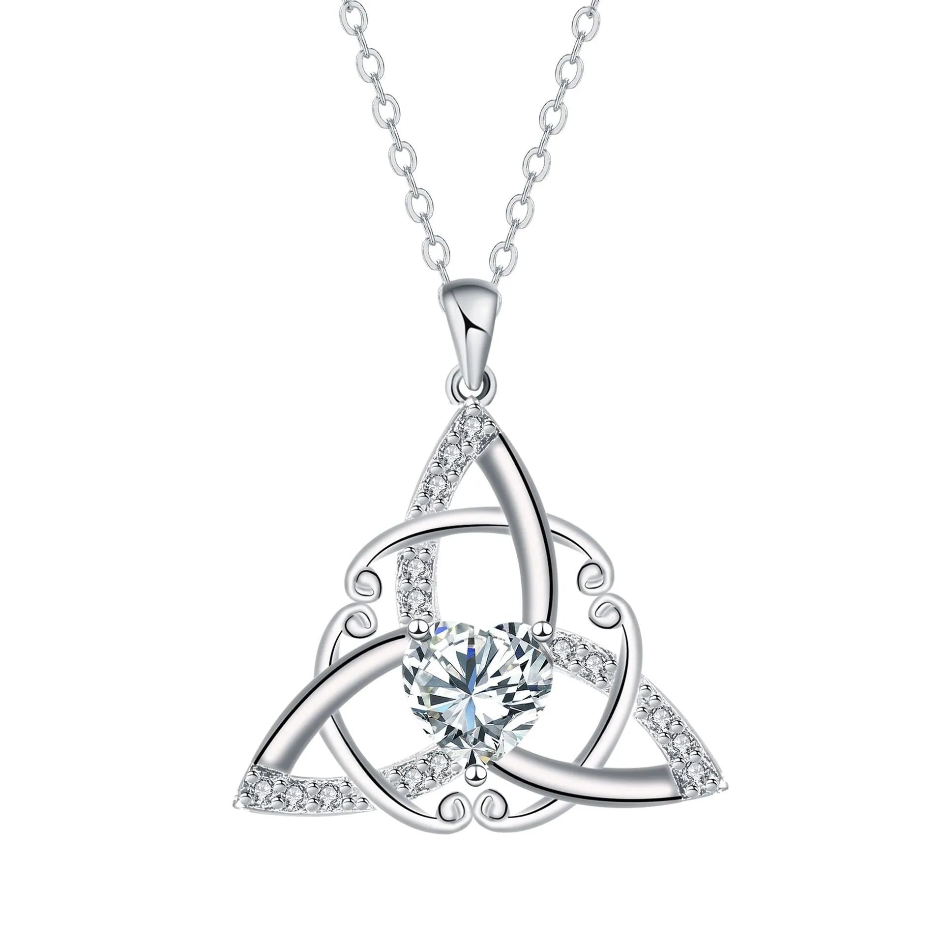Celtic knot necklace for women in copper with electroplated colour geometric pendant