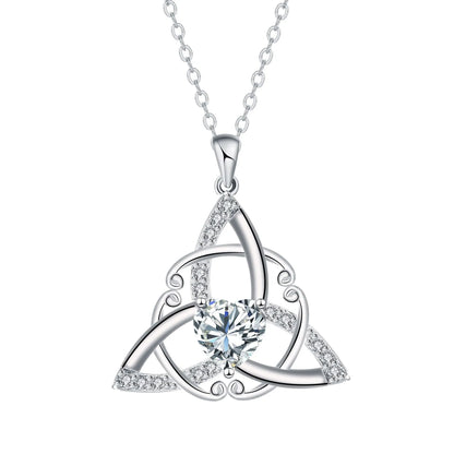 Celtic knot necklace for women in copper with electroplated colour geometric pendant