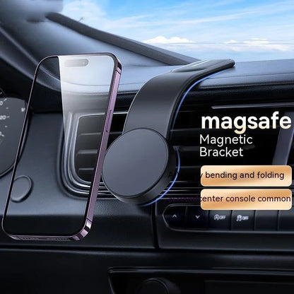 Magnetic 15W wireless car charger holder with flexible, bendable design for iPhone 12, 13, and 14 series