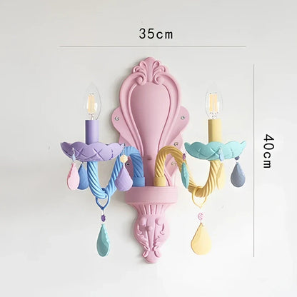 Macaron crystal glass pendant lamp with multiple heads providing bedroom illumination