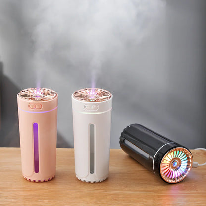 Phantom Cup Air Humidifier in black colour with USB cable, showing compact 69x69x152mm dimensions