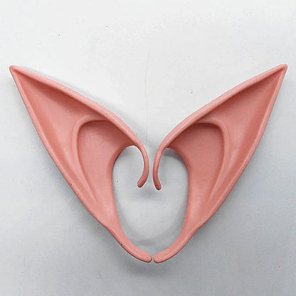 A pair of soft, flexible elf ears in various colors and sizes, perfect for Halloween costume accessories.