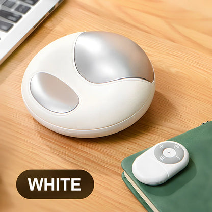 White electric hand massager device with pulse modes and heat for palm relief, 140x141x57mm size