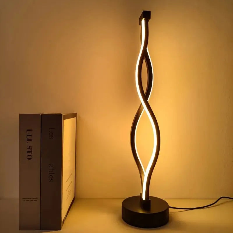 Black aluminium desk lamp with touch dimming and three-colour button controls for bedroom or study