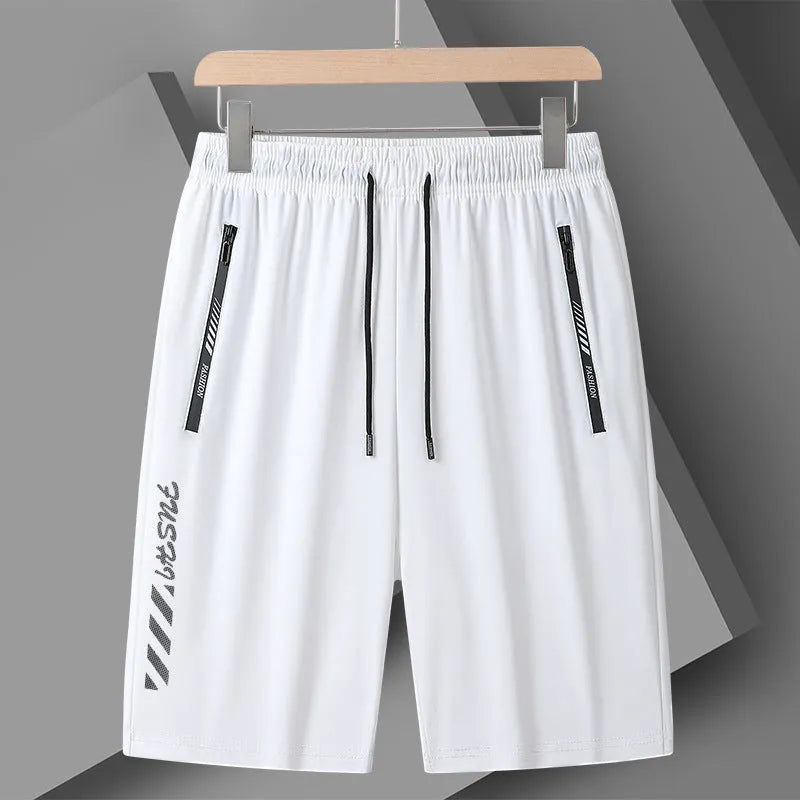Men's black quick-dry nylon sports shorts with a loose fit and elasticated waistband.