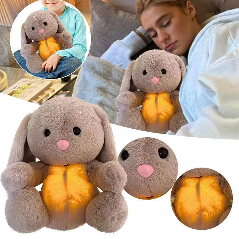 Soothing Breathing Bunny Plush Toy with Calming Lights, Sounds, and Rhythmic Motion to Comfort and Relax Newborns