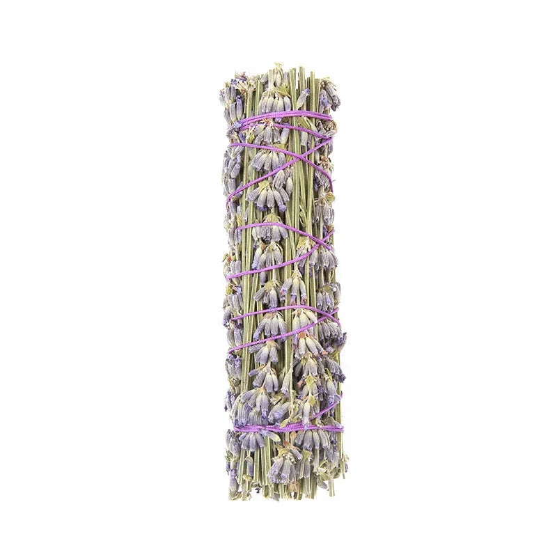 A single 4-inch long natural dried flower aromatherapy stick with lavender fragrance on a plain background.