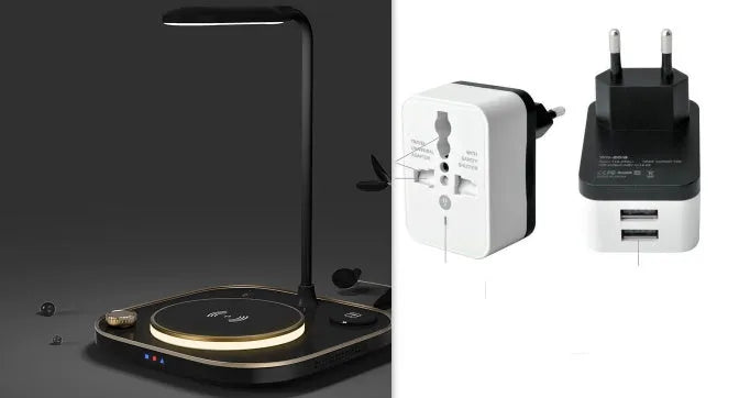 Alpharan three-in-one 15W wireless magnetic charging dock with desk lamp in black, green or white colours