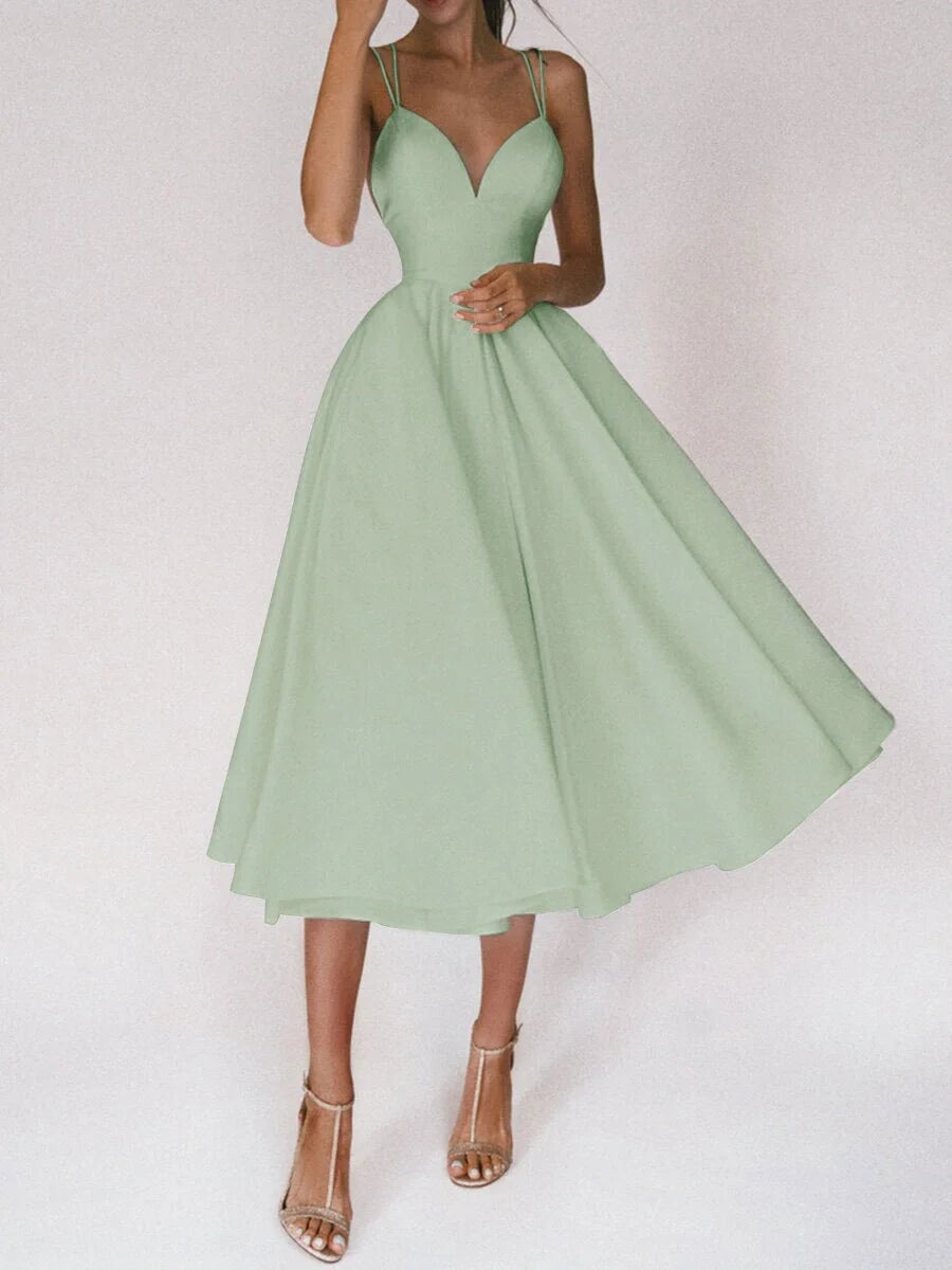 Women's V-neck suspender A-line summer dress in various colors