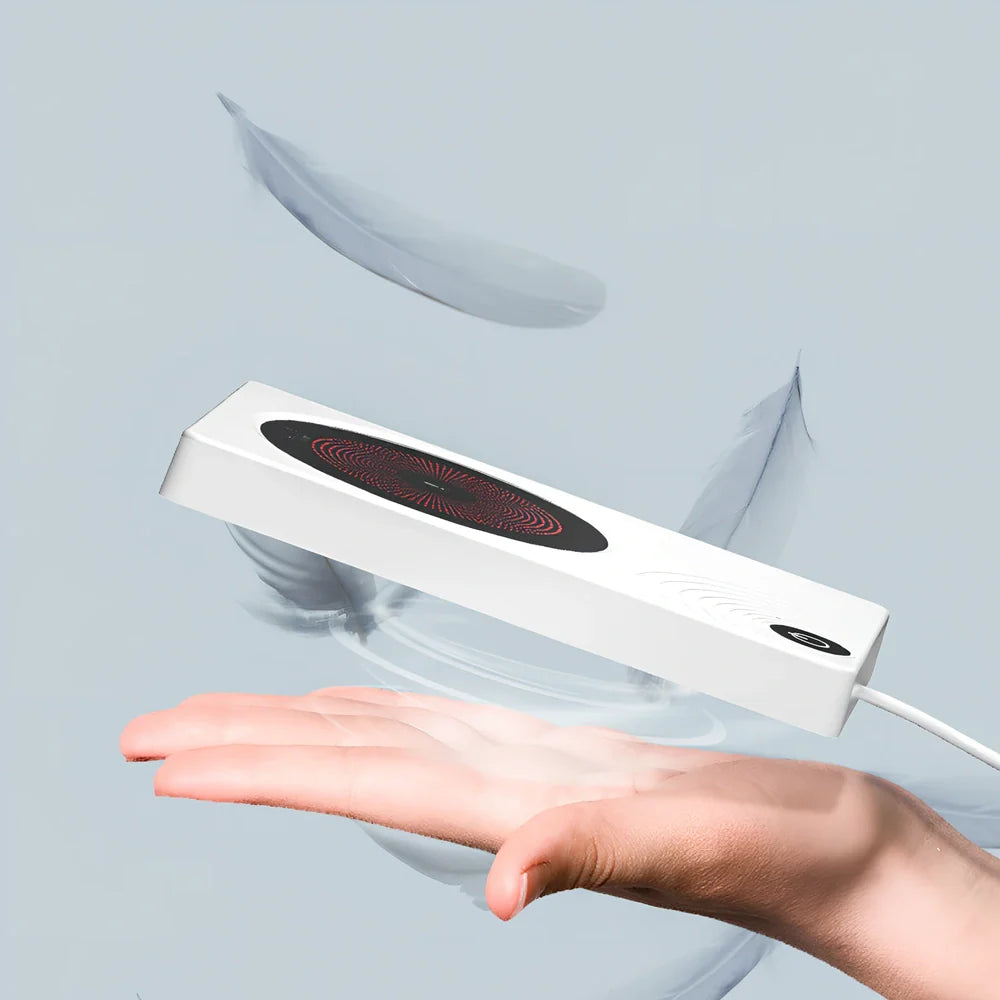 White square heating coaster set with 90x150cm cushion and 75x85cm cup holder on office desk