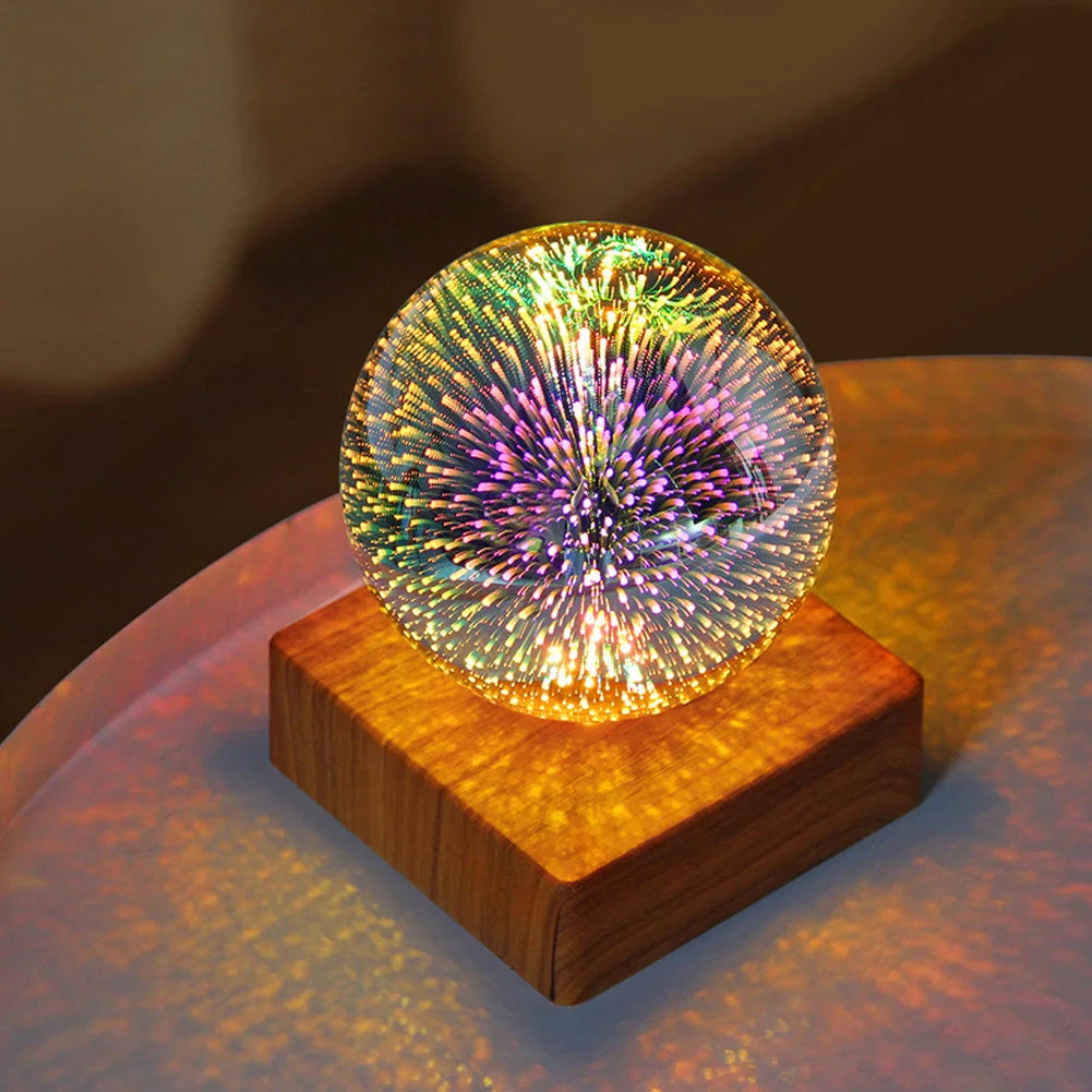 USB 3D Firework Crystals Ball Night Light with touch control and USB power option