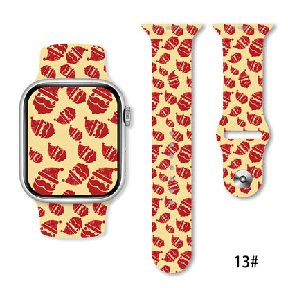 Christmas silicone watch strap in solid colours fitting 38-49mm watches with 30 colour options