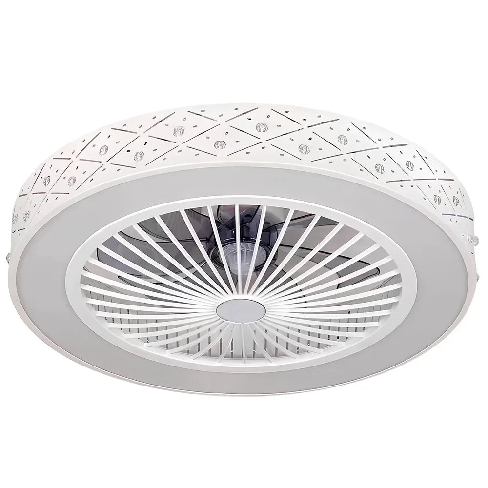 Ceiling fan light with decorative acrylic blades and integrated lighting, 56cm diameter