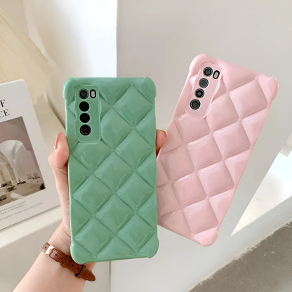 Silicone diamond phone case for Huawei models in black, green, pink and white