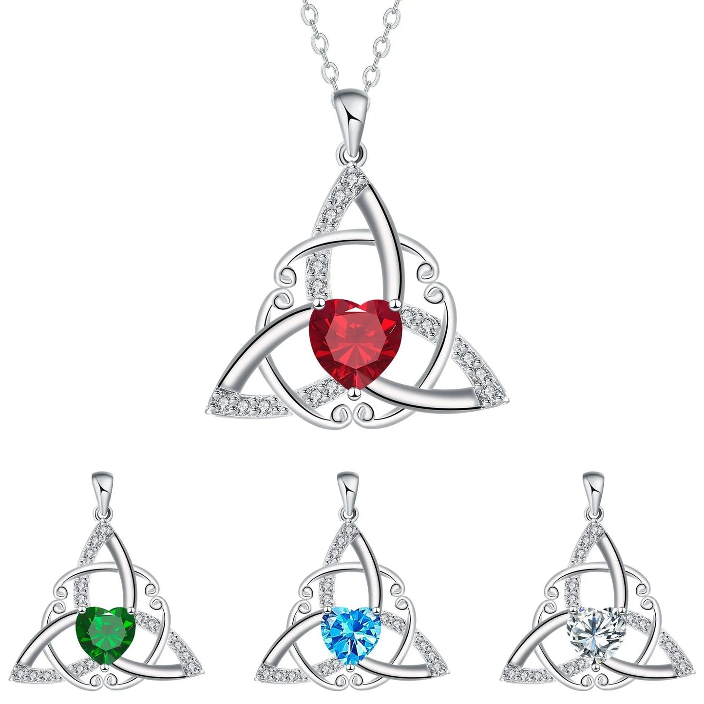Celtic knot necklace for women in copper with electroplated colour geometric pendant