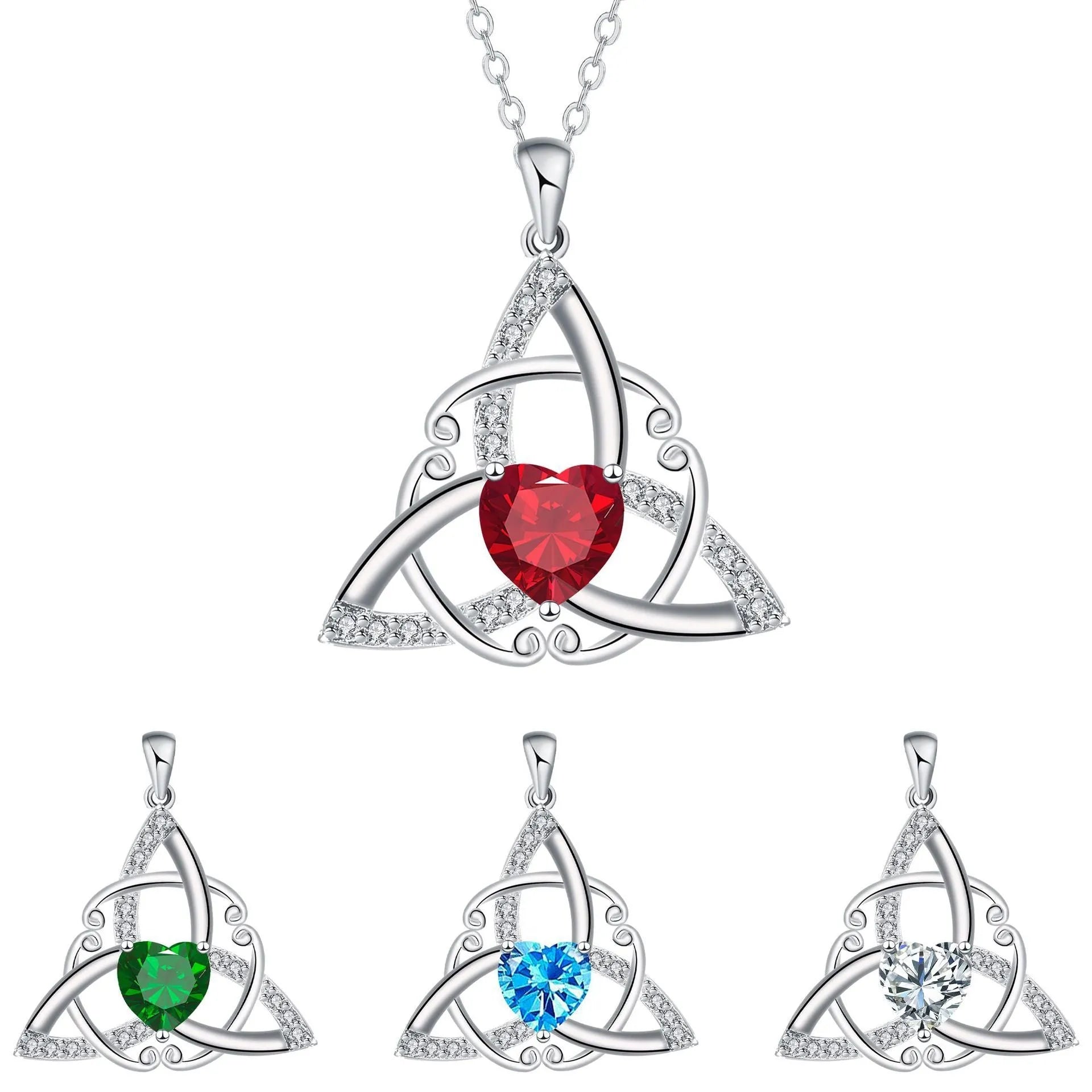 Celtic knot necklace for women in copper with electroplated colour geometric pendant