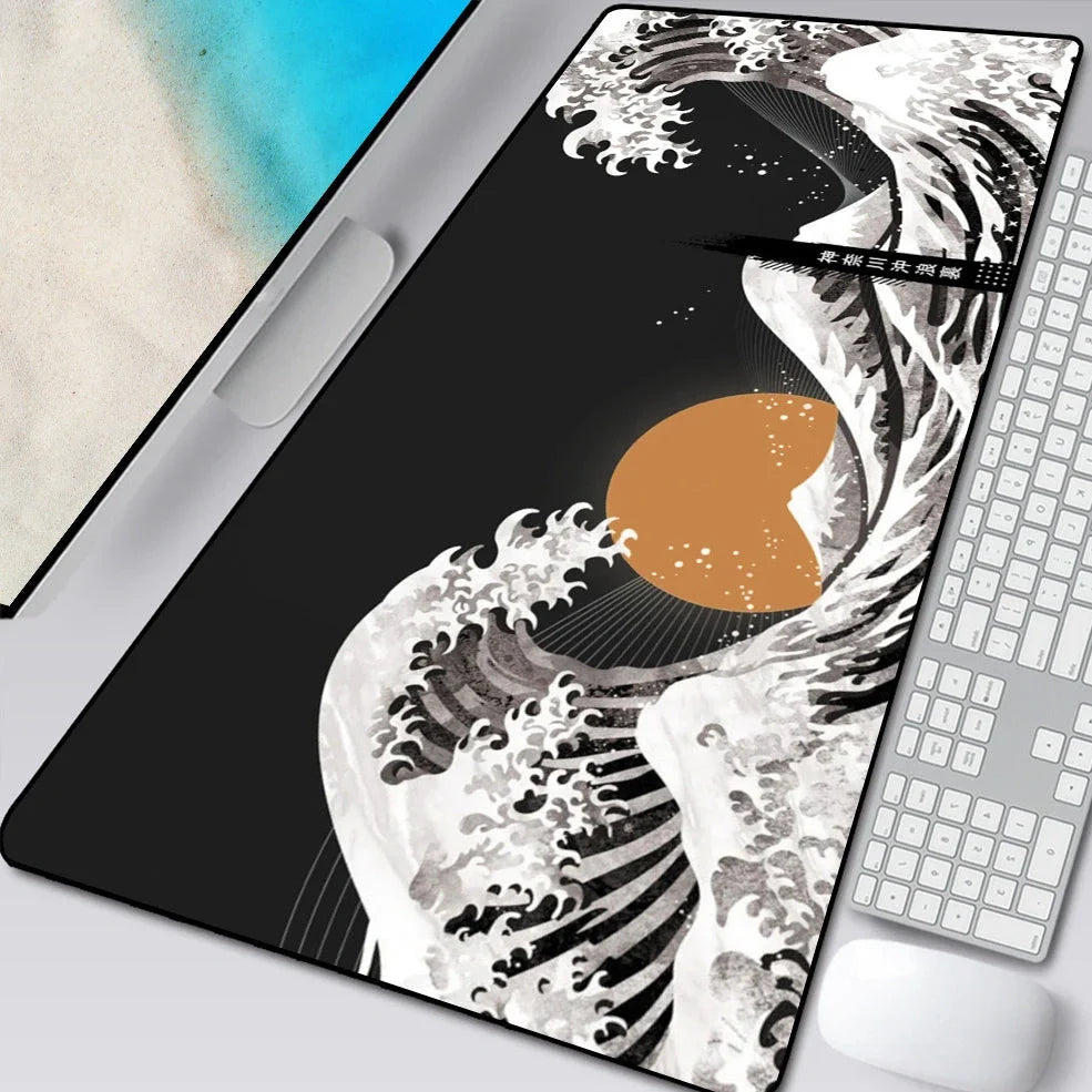 Natural rubber computer mouse pad with cloth surface and overlock edges in multiple size options