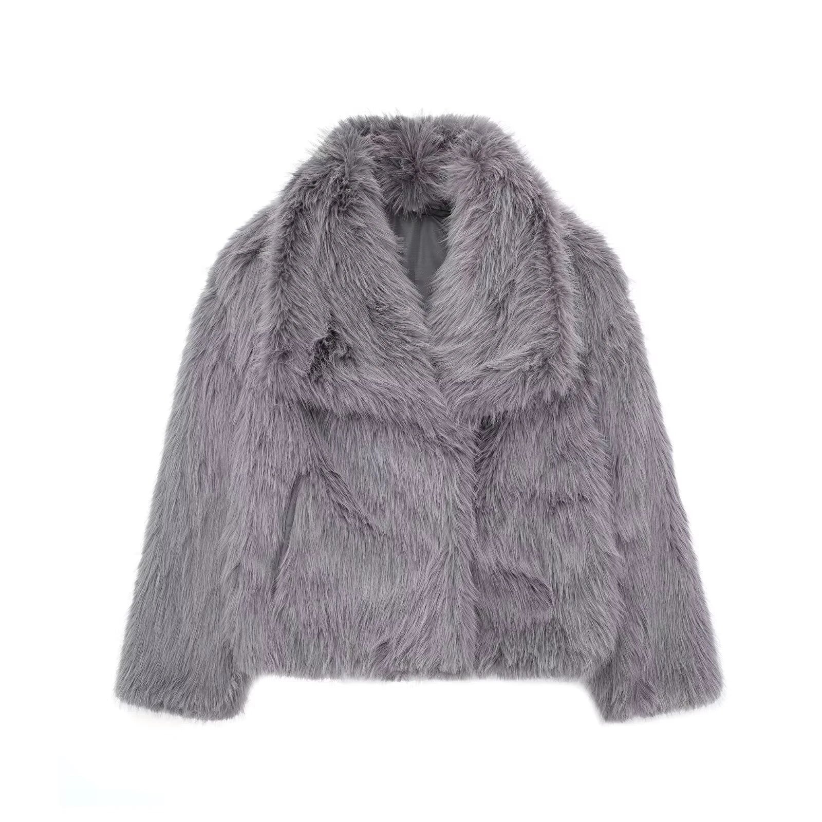 A warm and stylish plush coat for women, available in a variety of colors and sizes.