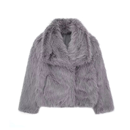 A warm and stylish plush coat for women, available in a variety of colors and sizes.