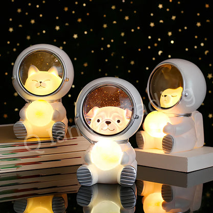 Starry sky animal atmosphere night light with resin construction measuring 9.5x10.5x13cm