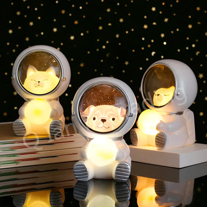 Starry sky animal night light in bear design with LED illumination and resin construction