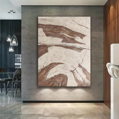 Handmade abstract oil painting on canvas in Morandi colours, rolled frameless wall art for living room or bedroom.