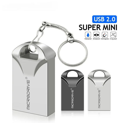 Compact black and silver metal high-speed USB flash drive showing front and side views