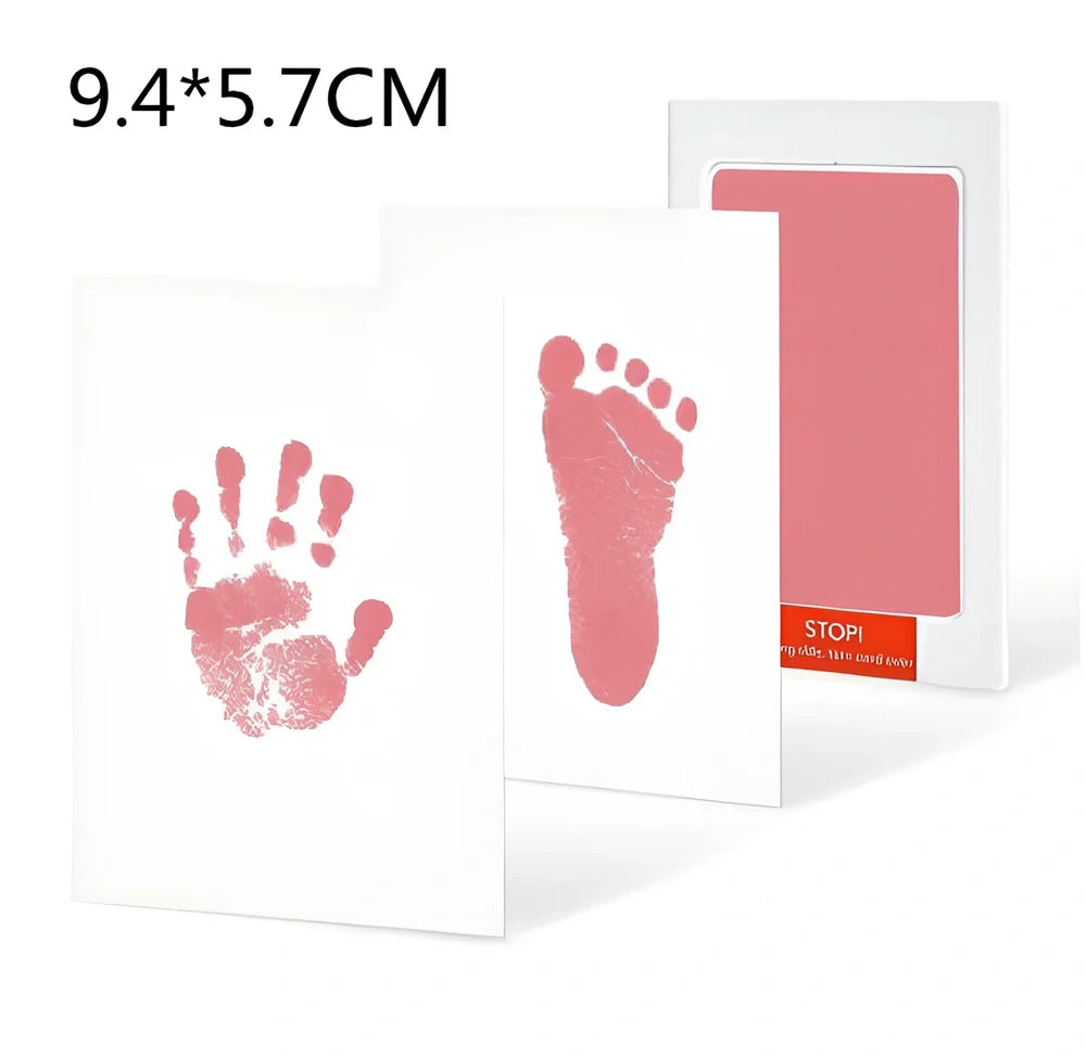 Disposable ink baby hand and foot print kit with six colour options and two size formats