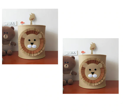 Cartoon animal felt storage basket in elephant design showing 35cm diameter and 37cm height dimensions