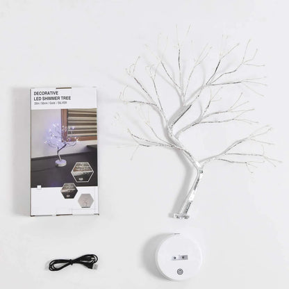 50cm LED tree shape string light with 108 warm white LEDs, copper wire frame, battery box and USB cable