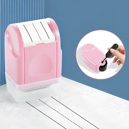 Plastic educational roller stamp in rectangular shape with choice of seven ink colours.