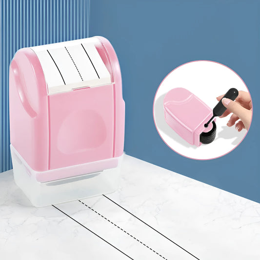 Plastic educational roller stamp in rectangular shape with choice of seven ink colours.