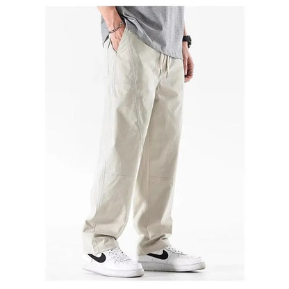 Wide-leg cotton trousers in milky white with antibacterial function and pants-mouth design