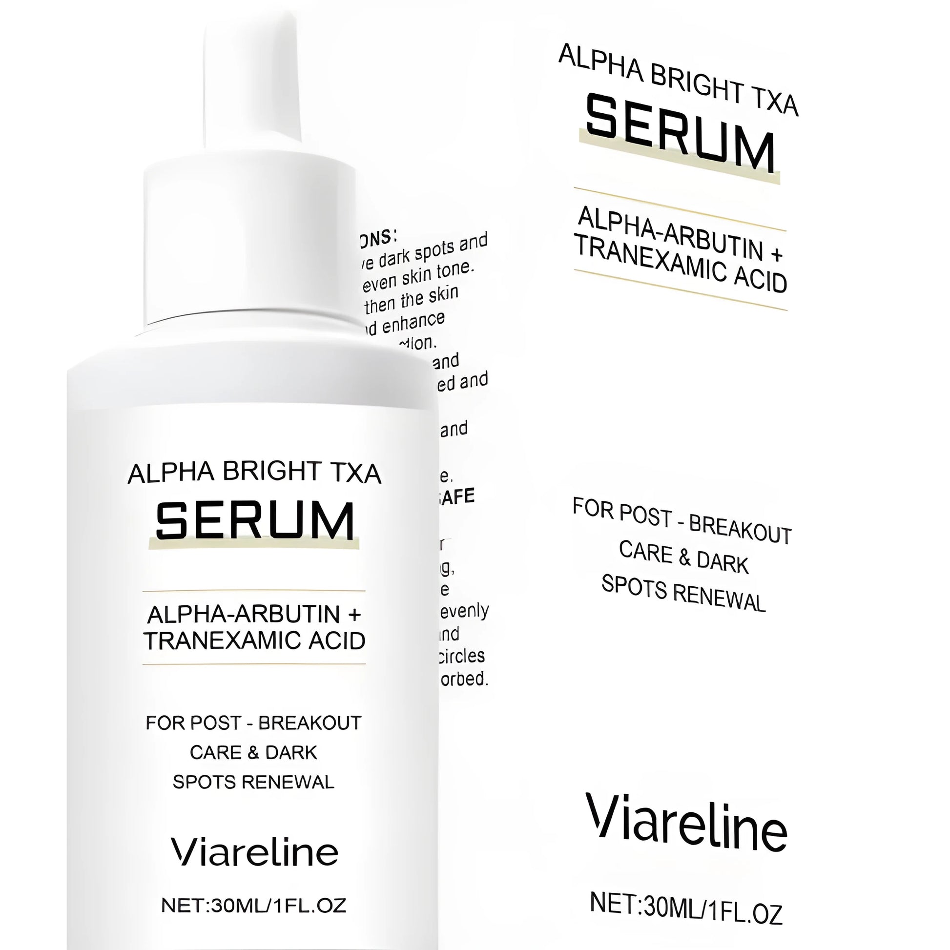 30ml bottle of acne spot removing liquid with arbutin and tranexamic acid formula