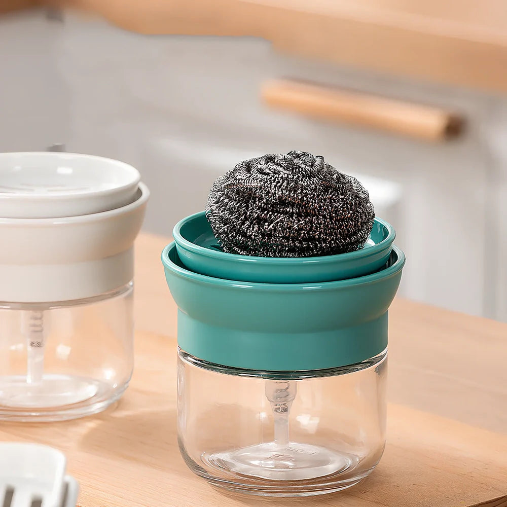 Automatic liquid dispenser with press mechanism in PP soda glass, 15ml portion control