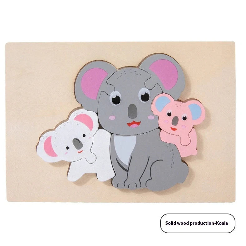 Children assembling wooden 3D puzzle model of dolphin family with 20-30cm dimensions