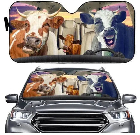 Telescopic aluminium foil car sun visor extended on a car windscreen