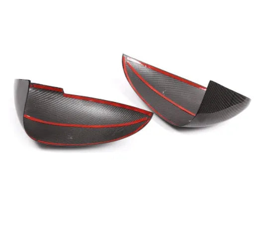 Black true carbon fibre rearview mirror covers for Porsche Macan 2014-2022 models