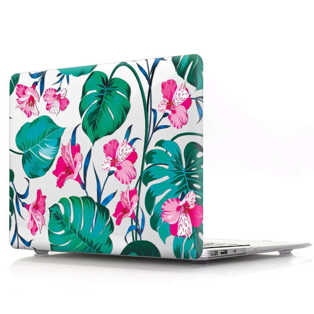Plastic protective shell with floral pattern for Apple MacBook laptop showing sampling flower design
