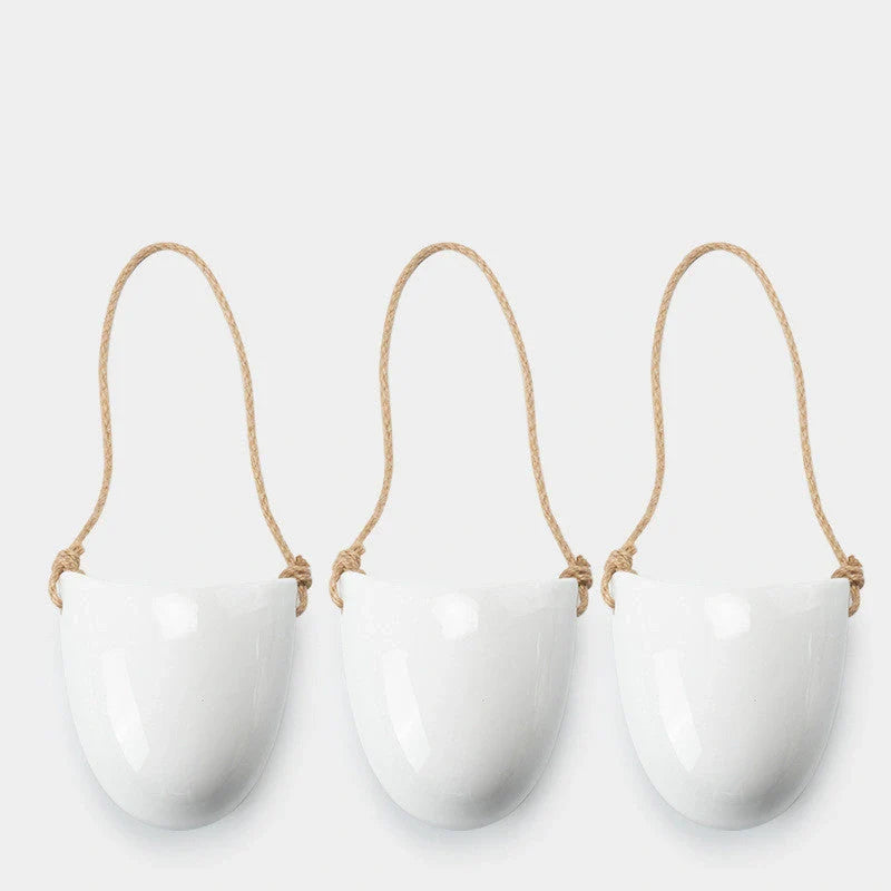 Stylish ceramic wall-mounted flower pot with no-trace nails for easy installation
