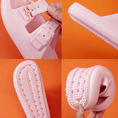Stylish buckle slip-on platform sandals in various colors for women's summer fashion