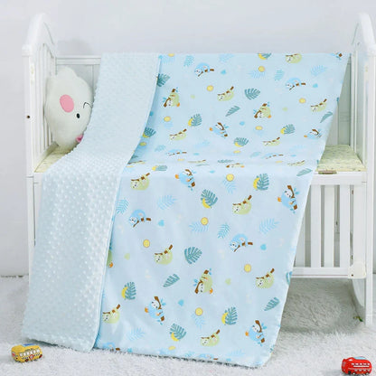 100x158cm cotton baby blanket with colourful cartoon pattern for pram and cot use