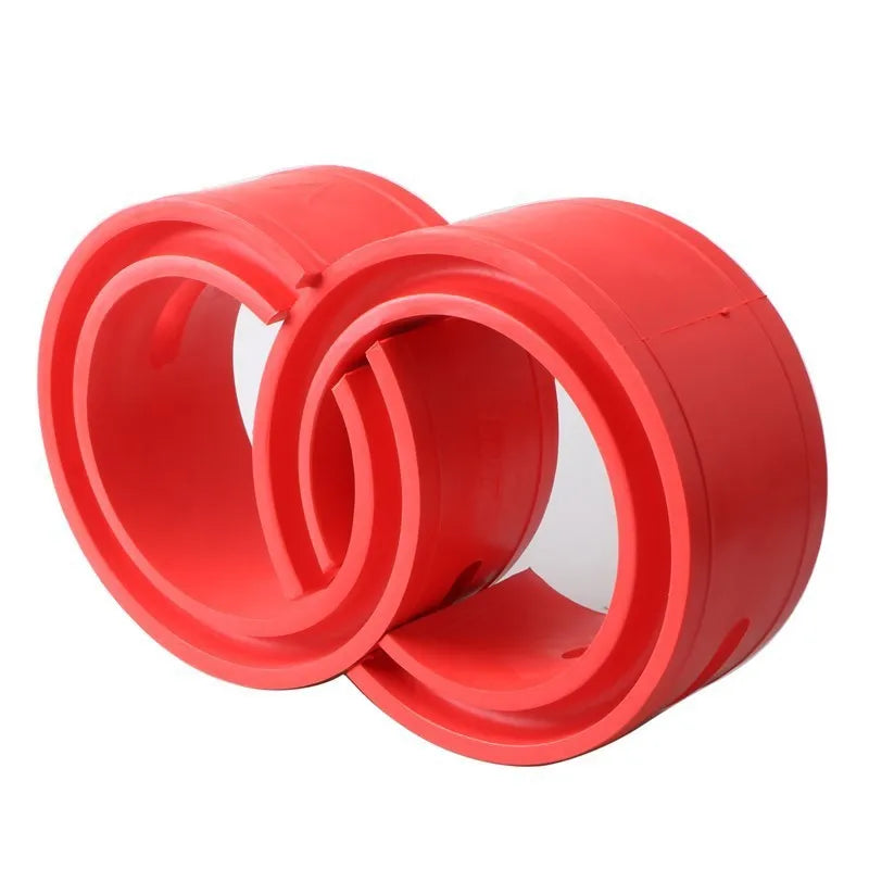 Red rubber shock absorber spring buffer cushion for car suspension, universal fit, A to F specifications available.