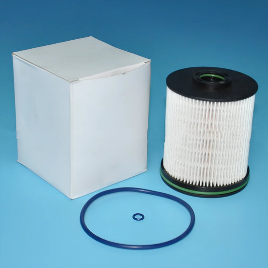 Diesel fuel filter with gasket for Vauxhall and Opel Astra models showing dimensional specifications