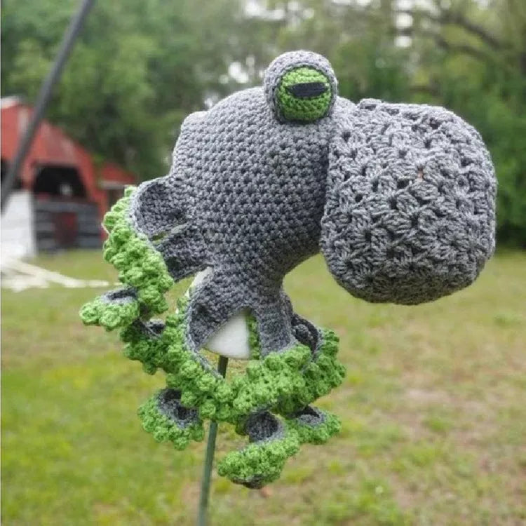 Handmade crochet octopus hat in vibrant colors, perfect for Halloween or casual wear