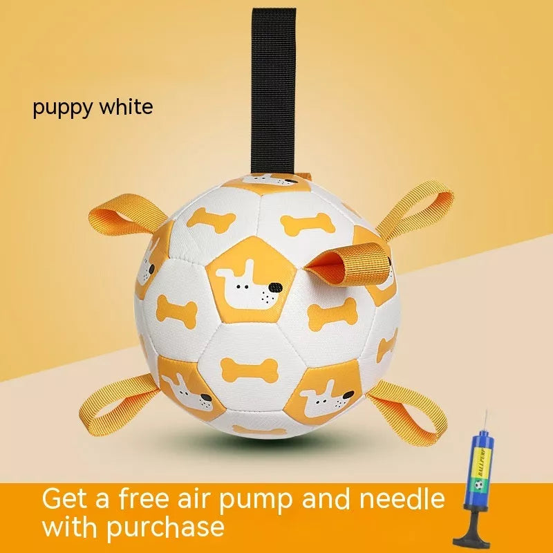 Interactive dog football toy with cute printing, perfect for outdoor training and play
