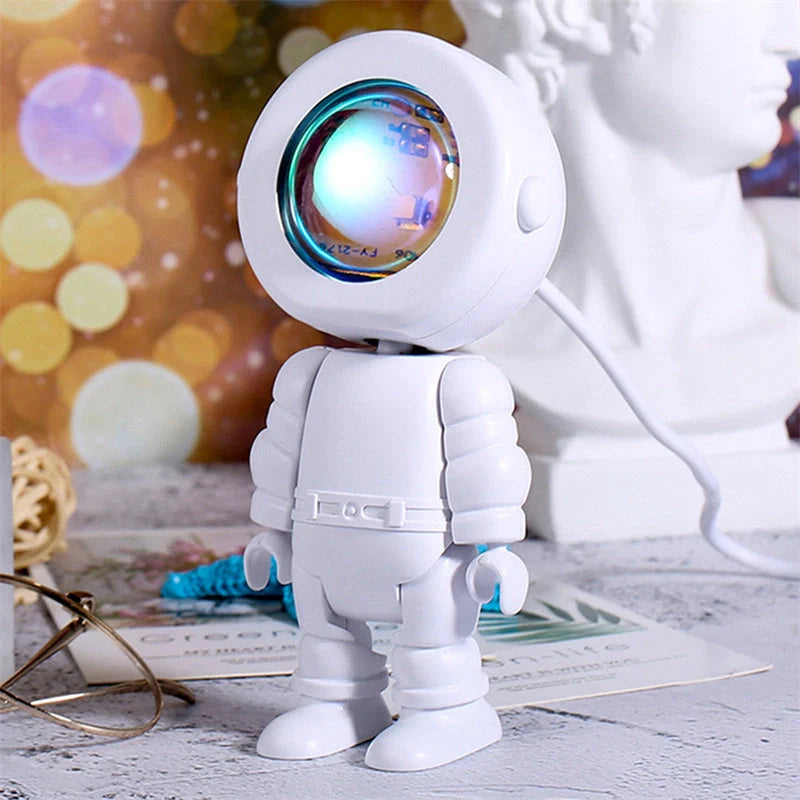 Rechargeable Astronaut Robot Rainbow Projection Sun Lamp with customizable sunset colors