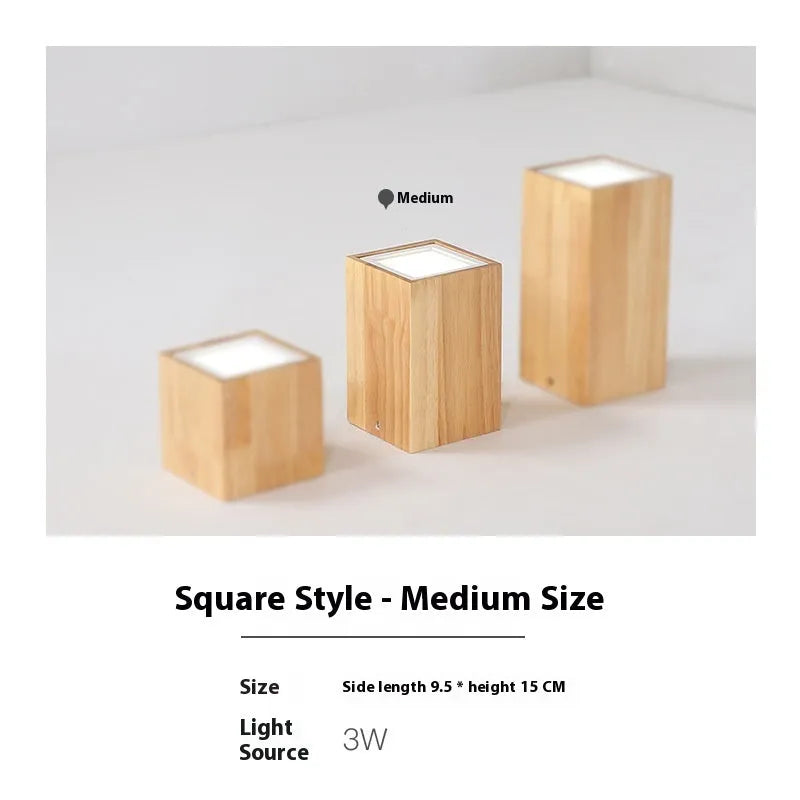 Solid wood surface mounted downlight in wood colour with round or square design options for corridor lighting