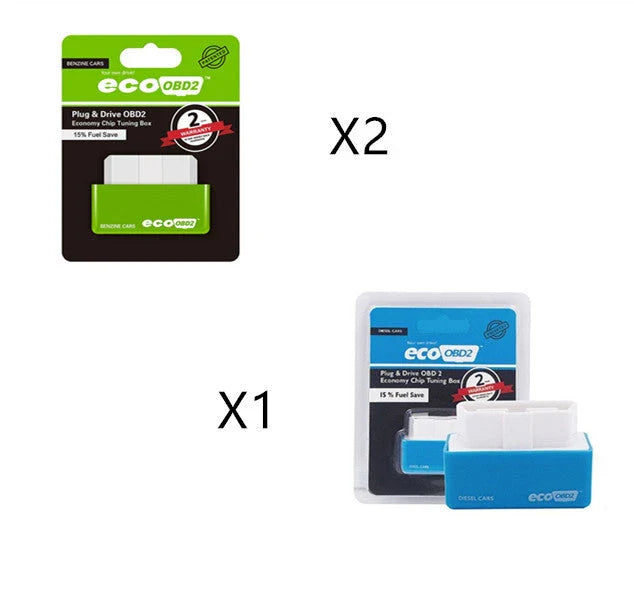 A fuel-efficient gasoline car enhancement device, the EcoOBD2 Chip Tuning Box, which can be plugged into the OBD2 port to improve fuel economy.